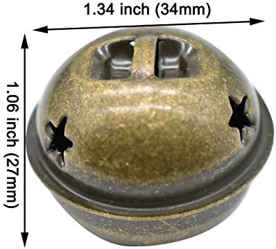 Maydahui 60 PCS Bronze Jingle Bells with Star and Snowflake Designs