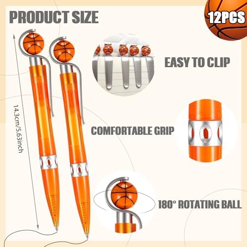 12Pcs Basketball Pens for Parties and School Supplies