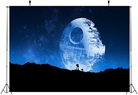 BELECO 7x5ft Fabric Blue Death Star Backdrop for Photography