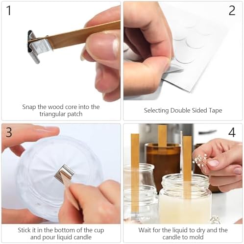 100 Wood Candle Wicks with Iron Stand and Trimmer for DIY