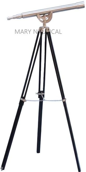 Vintage Antique Brass Telescope with Wooden Tripod