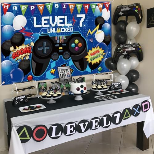 6ft x 4ft Gaming Birthday Backdrop Set with Ribbon