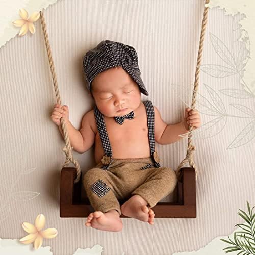 MG House Wooden Swing Baby Photo Prop Brown 6 Sunflowers