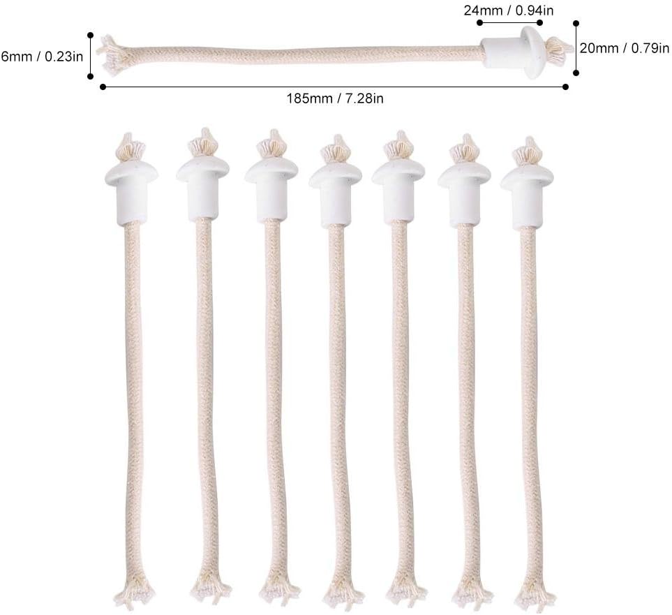 7Pcs Wine Bottle Wicks with Ceramic Holder