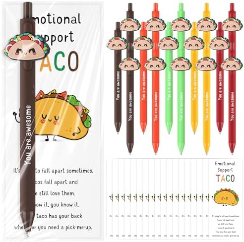 Qilery 25 Piece Emotional Support Taco Pens Gift Set