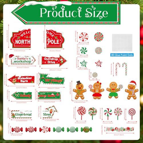 53 Pcs Christmas Bulletin Board Set with North Pole Sign