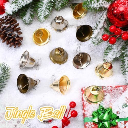 30 Piece Mini Brass Bells with Spring Hooks for Crafting