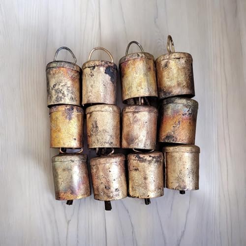 Rustic Iron Bells 2-Inch Set of 12 Antique Gold