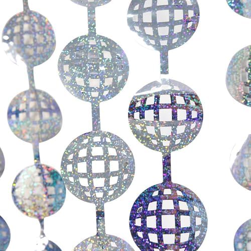 Disco Party Decorations 2 Pack Silvery Foil Curtains