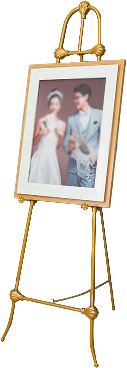 Gold Iron Easel Portable Folding Adjustable A-Frame Stand