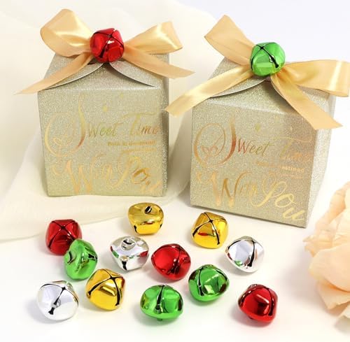 LIGHOON Jingle Bells 1 Inch Metal Craft Decor 50 Pcs
