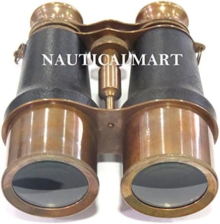 NauticalMart 6 Inche Marine Brown Antique Leather Binoculars