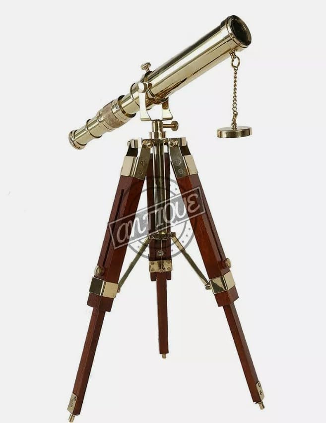 Vintage Nautical Telescope with Wooden Tripod