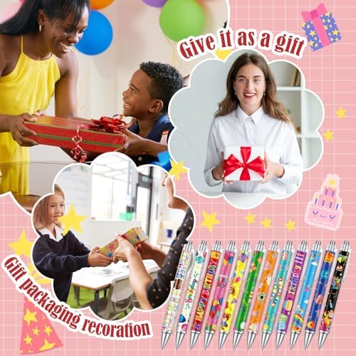 Cholemy 96 Pcs Birthday Pens Bulk Happy Birthday Ballpoint Pens
