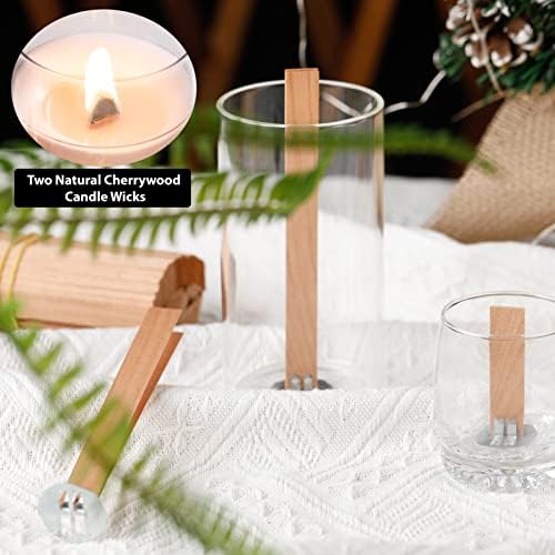 Ziosxin 800pc Smokeless Cherry Wood Candle Wicks with Stand and Glue Dot
