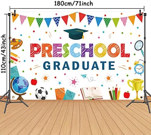 Preschool Graduation Backdrop with Ribbon for Kids Class of 2023 Ceremony