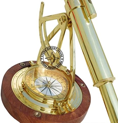 Stark Export House Brass Alidate Chrome Telescope Binoculars with Compass