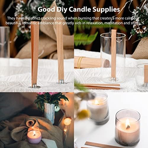 Ziosxin 800pc Smokeless Cherry Wood Candle Wicks with Stand and Glue Dot