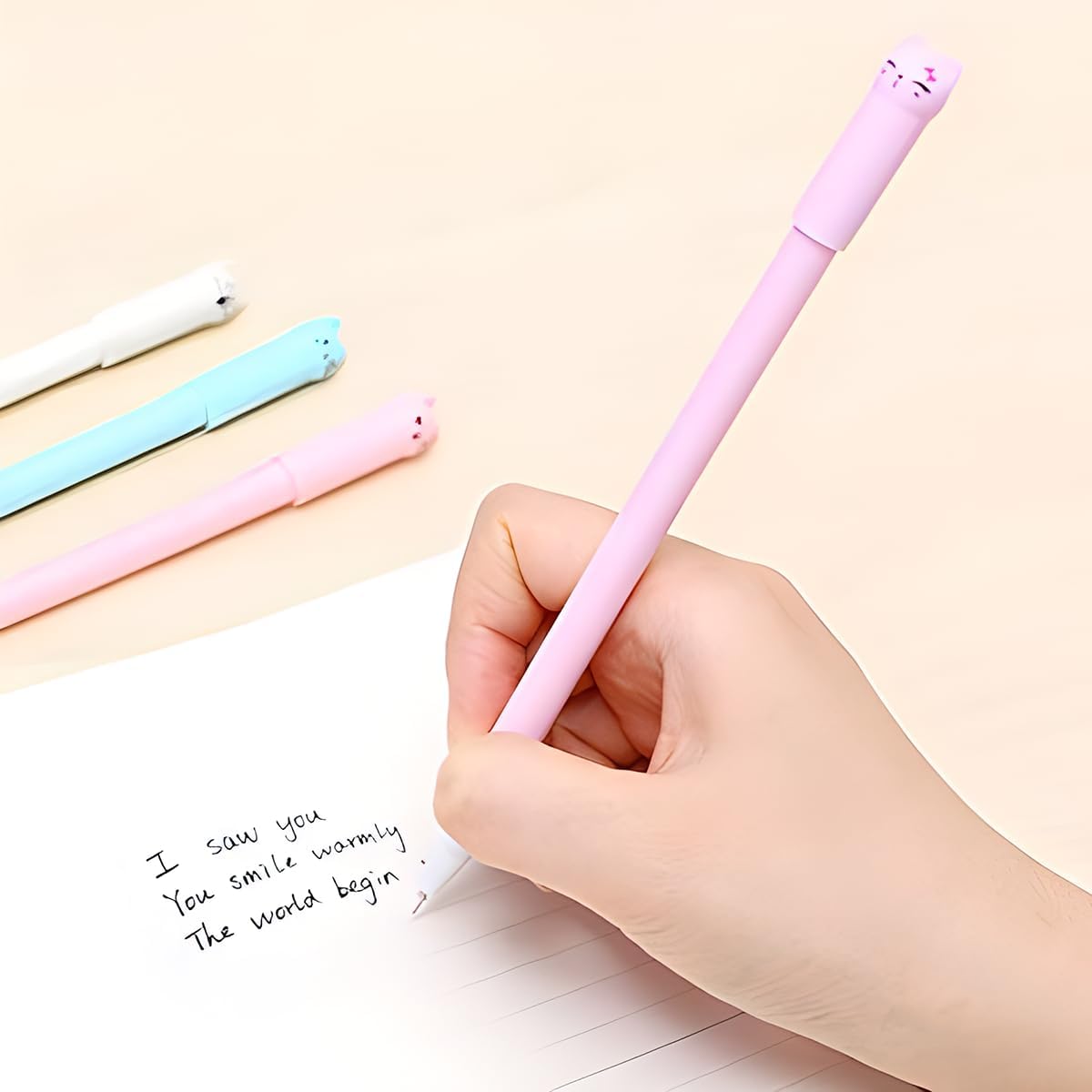 12Pcs Cute Cat Design Gel Ink Pens for Kids and Adults
