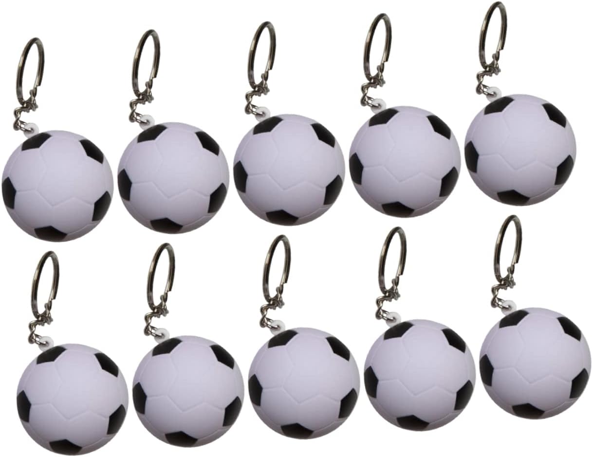 20pcs Soccer Design Retractable Pens Keychain Set