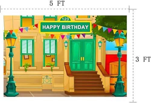 Happy Birthday Cartoon Street Theme Brick Wall Photo Background