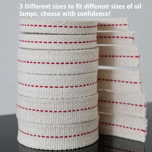 39 Feet Oil Lamp Wicks 6 Rolls Includes 3 Sizes
