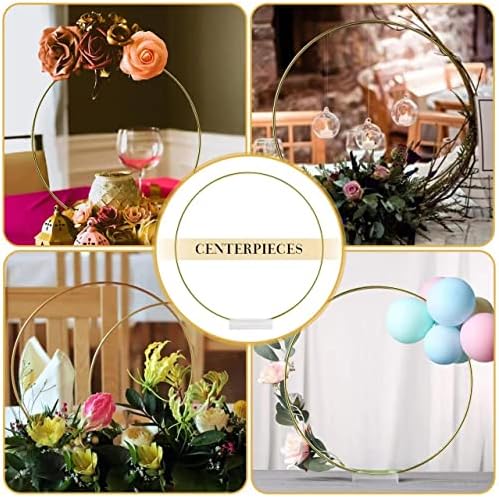 YALLOVE 10PCS 12Inch Gold Floral Hoop Centerpieces