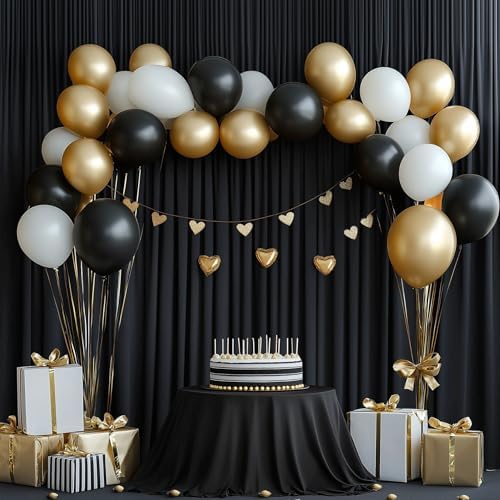 10ft x 12ft Wrinkle Free Black Backdrop Curtain 2 Panels