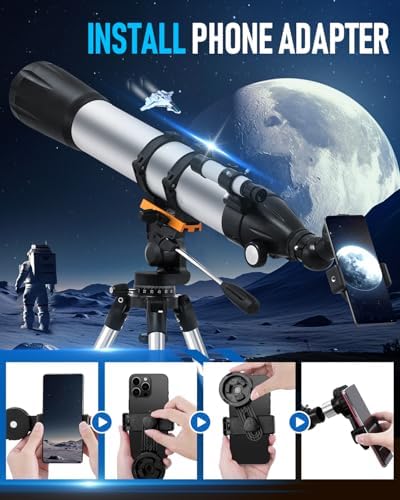 Sararoom High-Powered Refractor Telescope with Tripod and Phone Adapter
