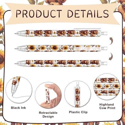24 Piece Highland Cow Ballpoint Pen Gift Set