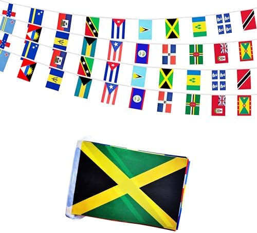 20 Caribbean Nations 30 Feet String Flags