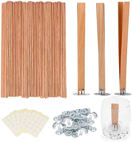 Ziosxin 800pc Smokeless Cherry Wood Candle Wicks with Stand and Glue Dot