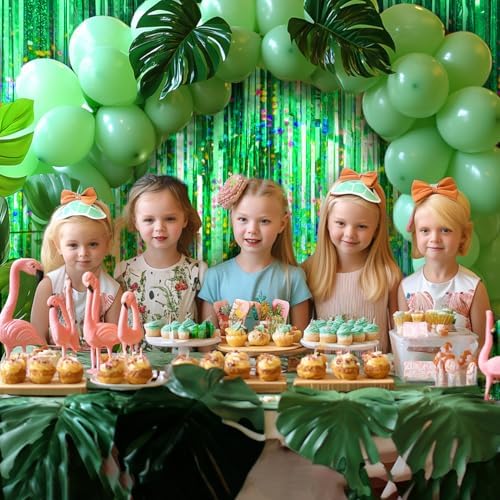 4 Pack Green Foil Fringe Curtain for Party Decorations