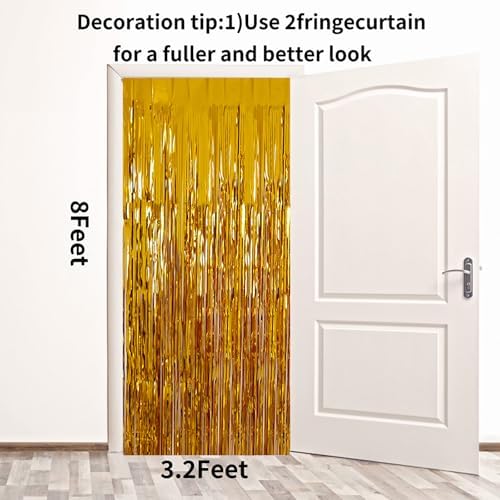 2 Pack Gold Tinsel Backdrop for Party Decor