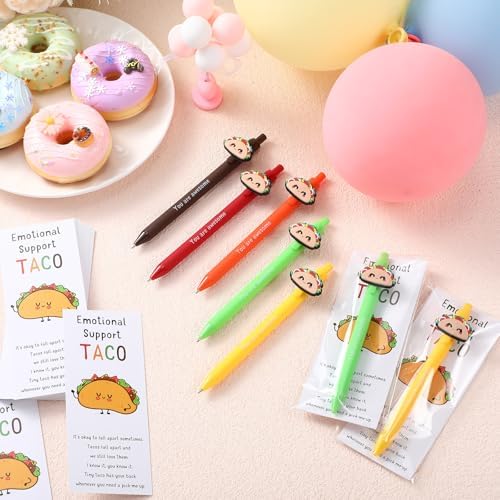 Qilery 25 Piece Emotional Support Taco Pens Gift Set