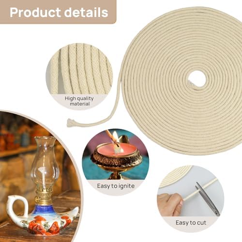 328 Ft Braided Cotton Candle Wicks for Kerosene Alcohol Lamps