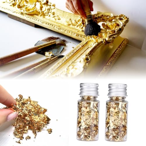 Lwuey Gold Leaf Cake Decor 2PCS Sparkling Flakes