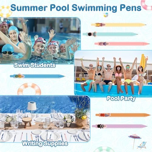 24 Pcs Pool Themed Ballpoint Pens for Summer Party and School Use