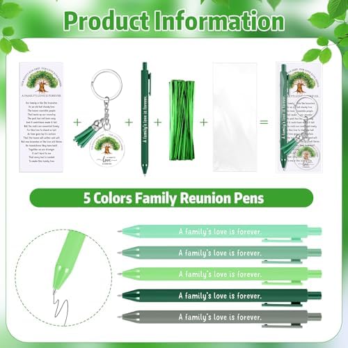 40 Piece Family Reunion Gift Set with Pens Keychains and Cards