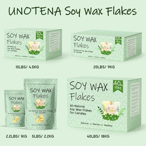UNOTENA Soy Wax Flakes 10LB Natural Candle Making