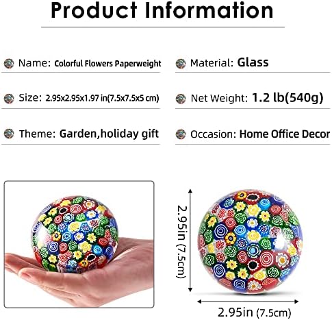 Eustuma Hand Blown Glass Flower Figurine Paperweight