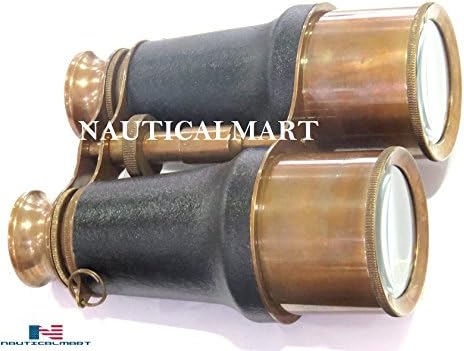 NauticalMart 6 Inche Marine Brown Antique Leather Binoculars