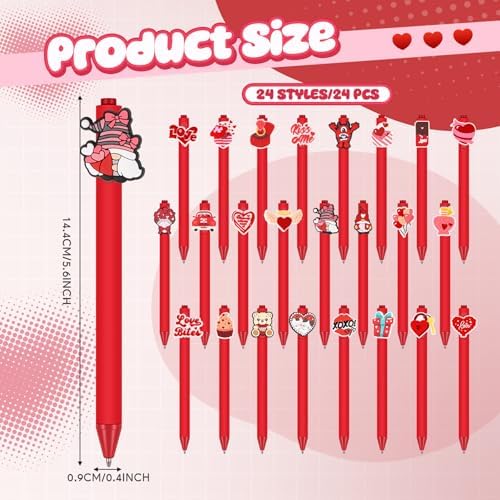 24 Pcs Cute Valentine Pens for Kids and Students