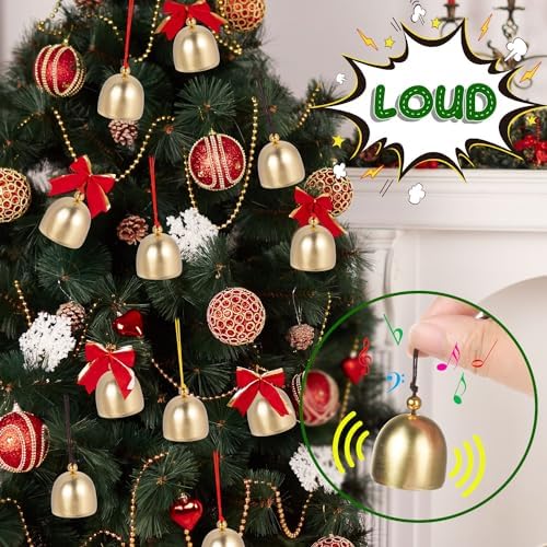 YGAOHF 12 Pcs Gold Bells with Hanging Rope