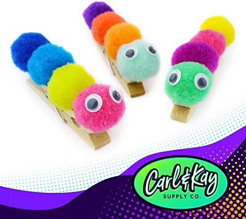 Carl Kay 300 Pcs 1 Inch Pom Poms 50 Adhesive Eyes Craft Set