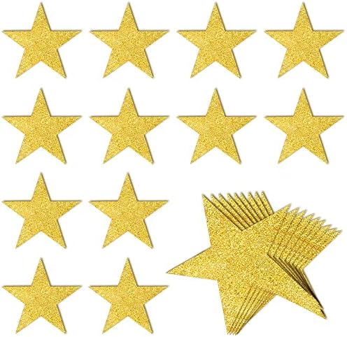 100 PCS Glitter Gold Star Cutouts for Party Decorations