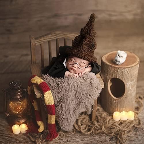 Halloween Baby Posing Prop Set 4pcs Wizard Witch Hat Scarf Wand Glasses Frame
