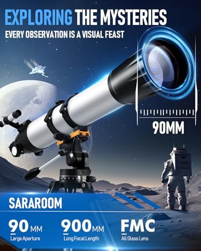 Sararoom High-Powered Refractor Telescope with Tripod and Phone Adapter