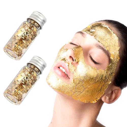 Lwuey Gold Leaf Cake Decor 2PCS Sparkling Flakes