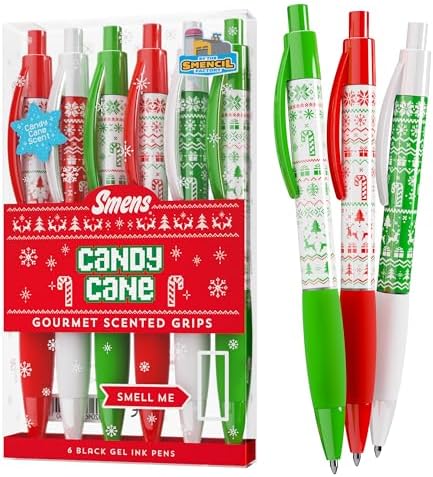 Holiday Smens Candy Cane Scented Gel Ink Pens 6 Count